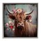 Stupell Industries Cow with Vintage Florals Framed Floater Canvas Wall Art